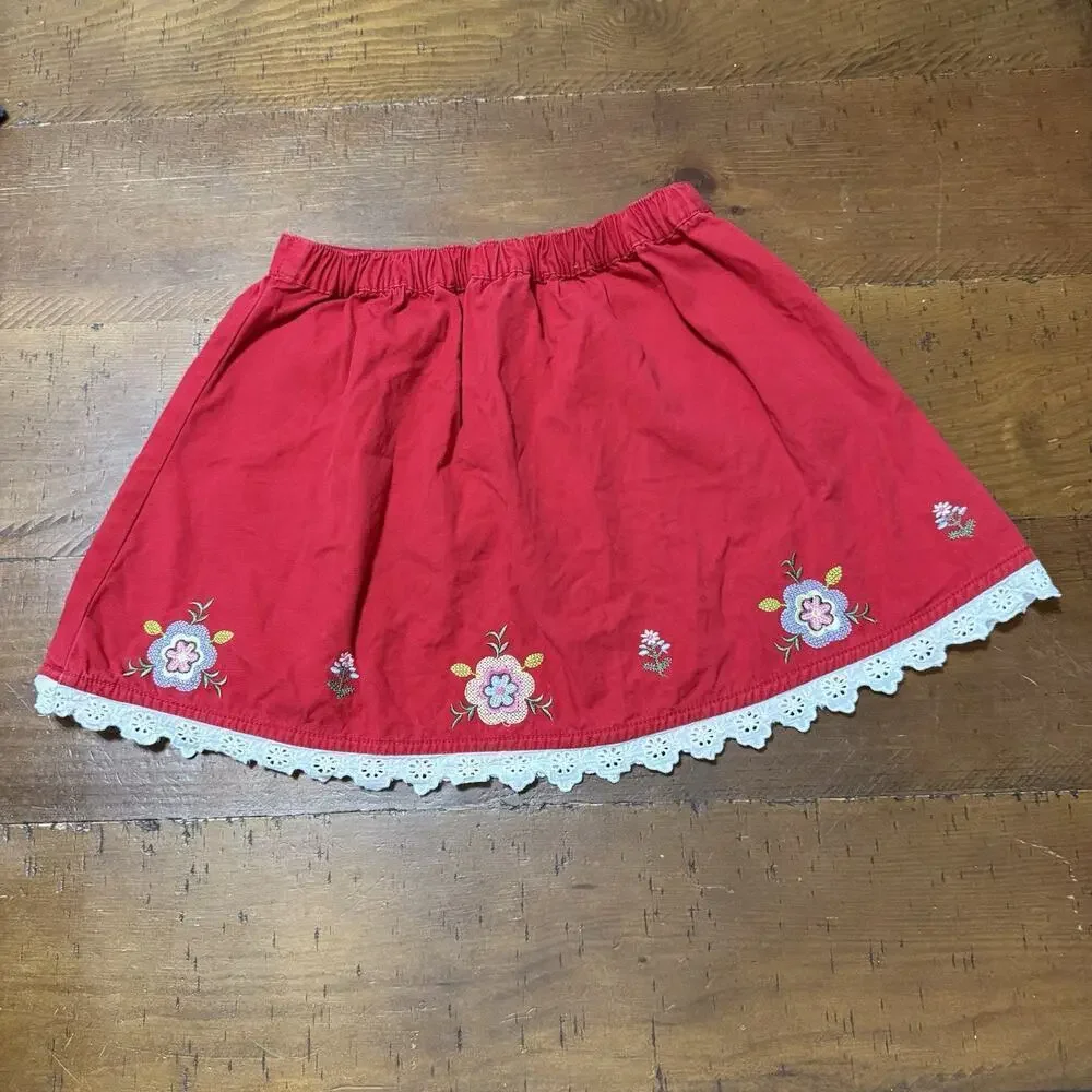 Hanna Andersson Red Embroidered Skirt Size 5